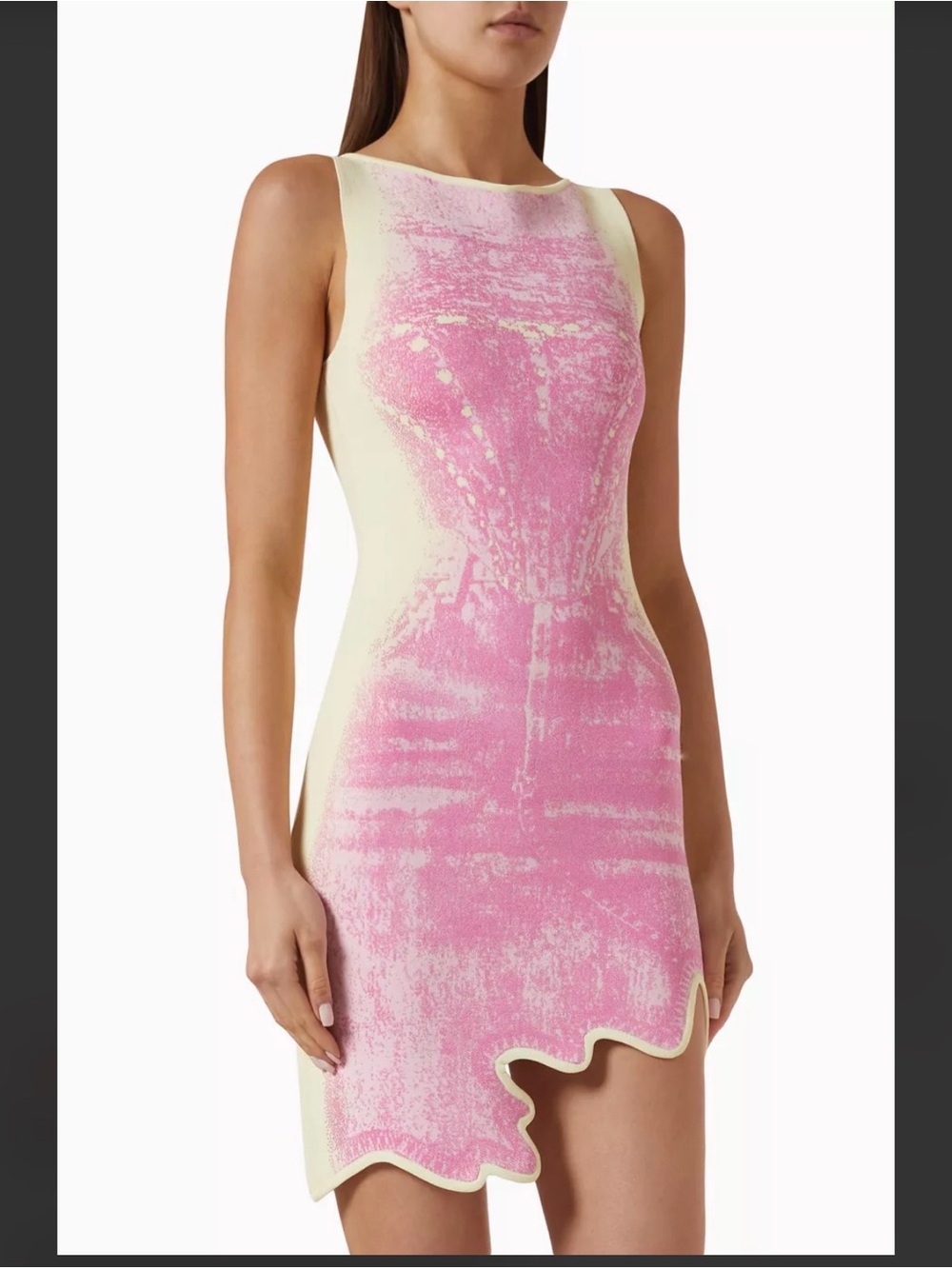 PH5 Pink and Cream Asymmetrical Sleeveless Knit Dress